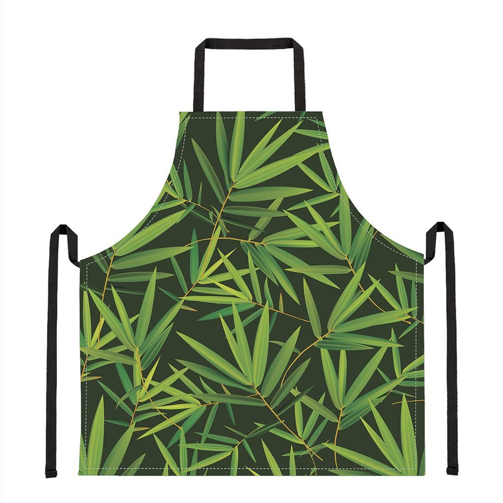 Green Bamboo Leaf Pattern Print Apron