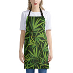 Green Bamboo Leaf Pattern Print Apron