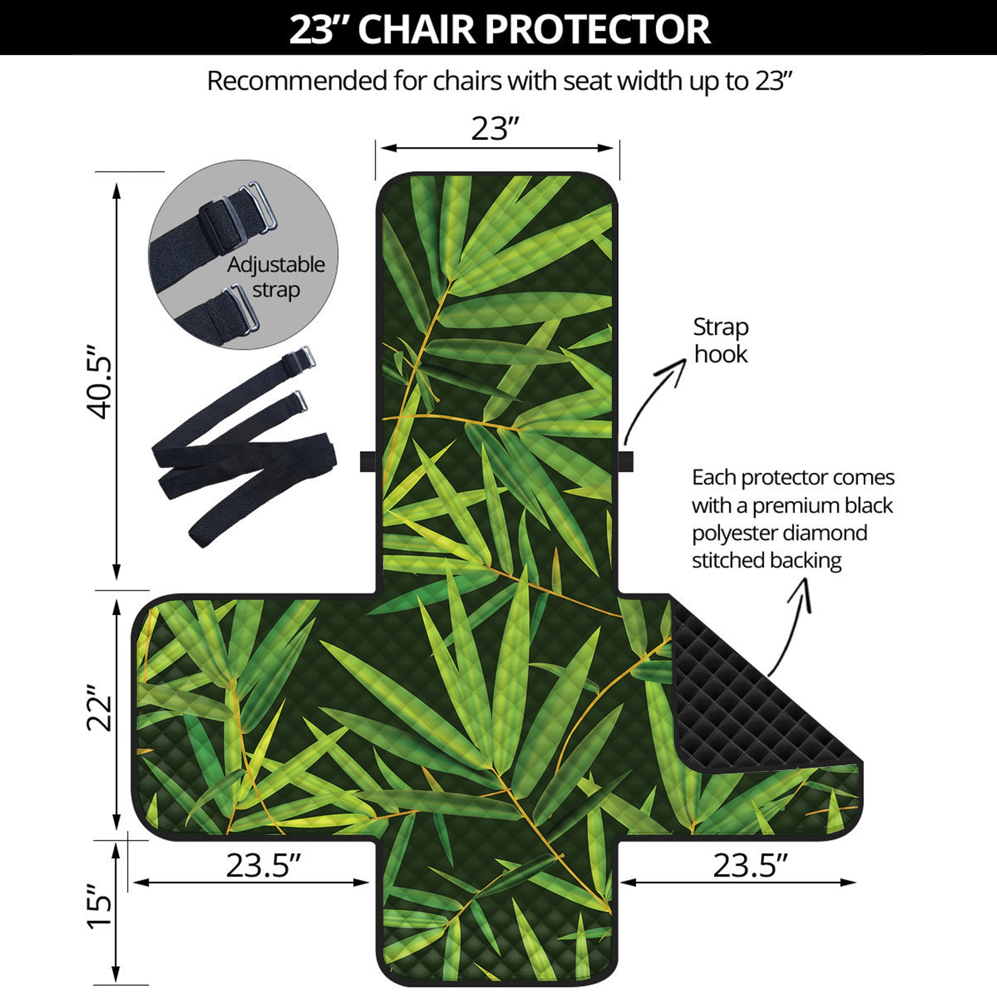 Green Bamboo Leaf Pattern Print Armchair Protector