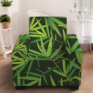 Green Bamboo Leaf Pattern Print Armchair Slipcover