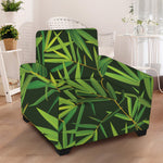 Green Bamboo Leaf Pattern Print Armchair Slipcover