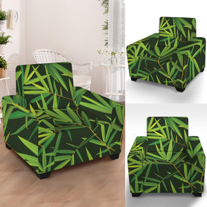 Green Bamboo Leaf Pattern Print Armchair Slipcover