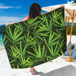 Green Bamboo Leaf Pattern Print Beach Sarong Wrap