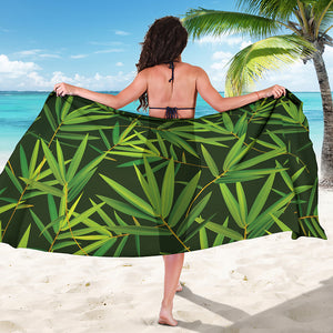 Green Bamboo Leaf Pattern Print Beach Sarong Wrap