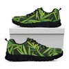 Green Bamboo Leaf Pattern Print Black Sneakers