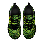 Green Bamboo Leaf Pattern Print Black Sneakers