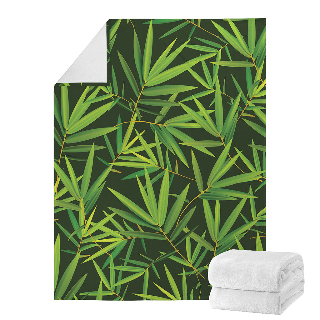 Green Bamboo Leaf Pattern Print Blanket