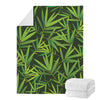 Green Bamboo Leaf Pattern Print Blanket