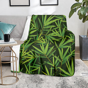 Green Bamboo Leaf Pattern Print Blanket