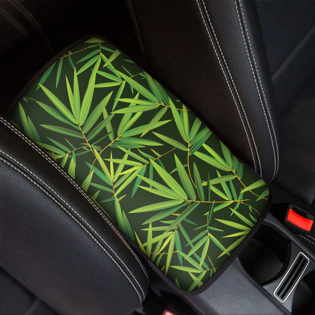 Green Bamboo Leaf Pattern Print Car Center Console Cover