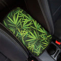Green Bamboo Leaf Pattern Print Car Center Console Cover