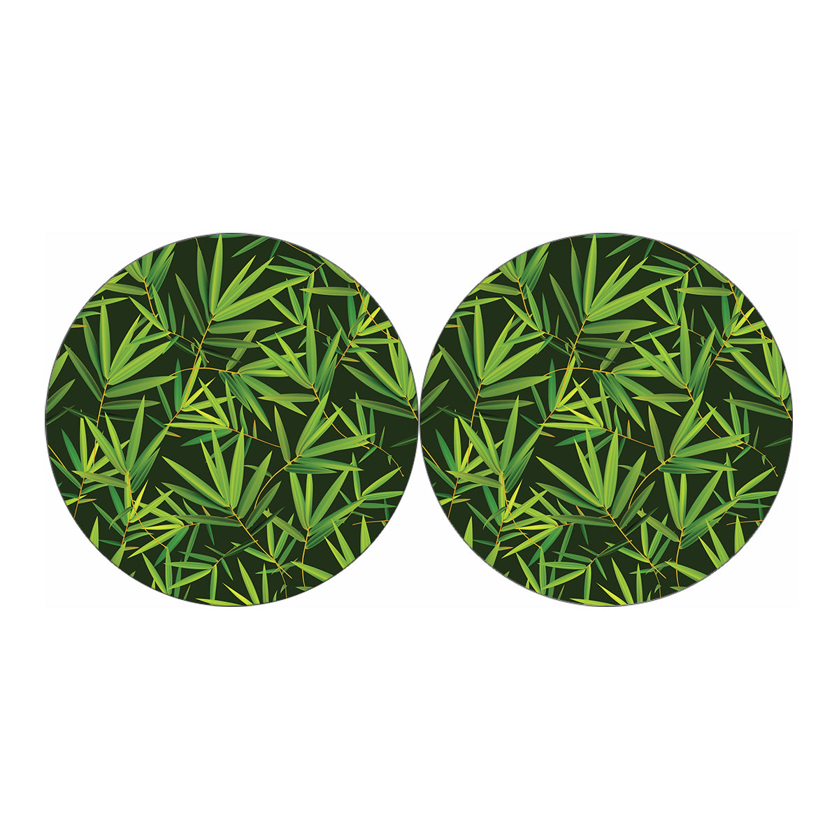 Green Bamboo Leaf Pattern Print Car Coasters