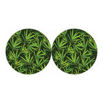 Green Bamboo Leaf Pattern Print Car Coasters