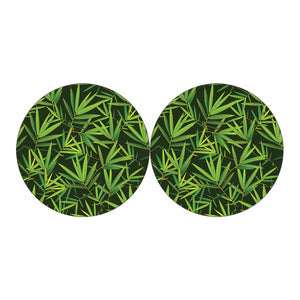 Green Bamboo Leaf Pattern Print Car Coasters