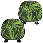 Green Bamboo Leaf Pattern Print Car Headrest Covers