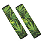 Green Bamboo Leaf Pattern Print Car Seat Belt Covers