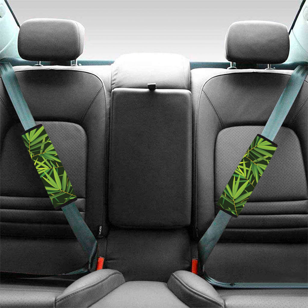 Green Bamboo Leaf Pattern Print Car Seat Belt Covers