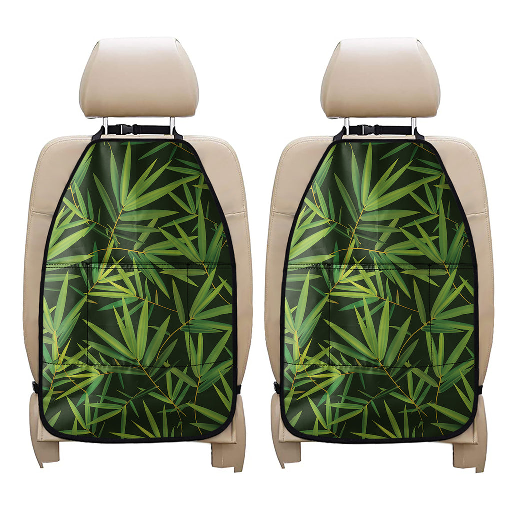 Green Bamboo Leaf Pattern Print Car Seat Organizers