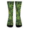 Green Bamboo Leaf Pattern Print Crew Socks