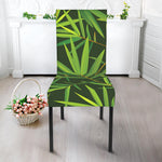 Green Bamboo Leaf Pattern Print Dining Chair Slipcover