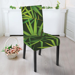 Green Bamboo Leaf Pattern Print Dining Chair Slipcover