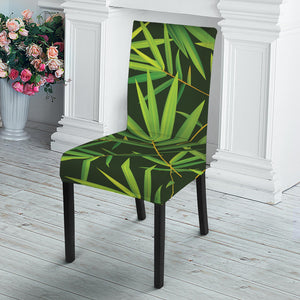 Green Bamboo Leaf Pattern Print Dining Chair Slipcover