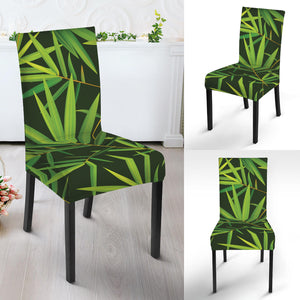 Green Bamboo Leaf Pattern Print Dining Chair Slipcover