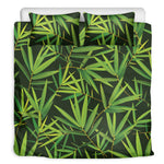 Green Bamboo Leaf Pattern Print Duvet Cover Bedding Set