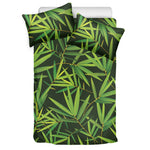 Green Bamboo Leaf Pattern Print Duvet Cover Bedding Set