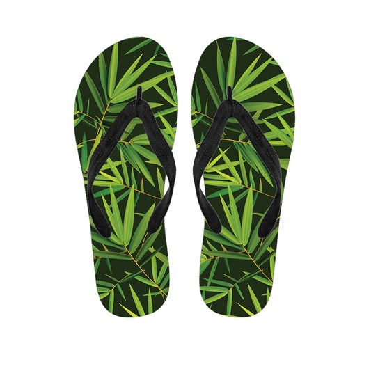 Green Bamboo Leaf Pattern Print Flip Flops