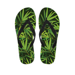 Green Bamboo Leaf Pattern Print Flip Flops