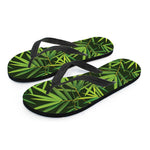 Green Bamboo Leaf Pattern Print Flip Flops