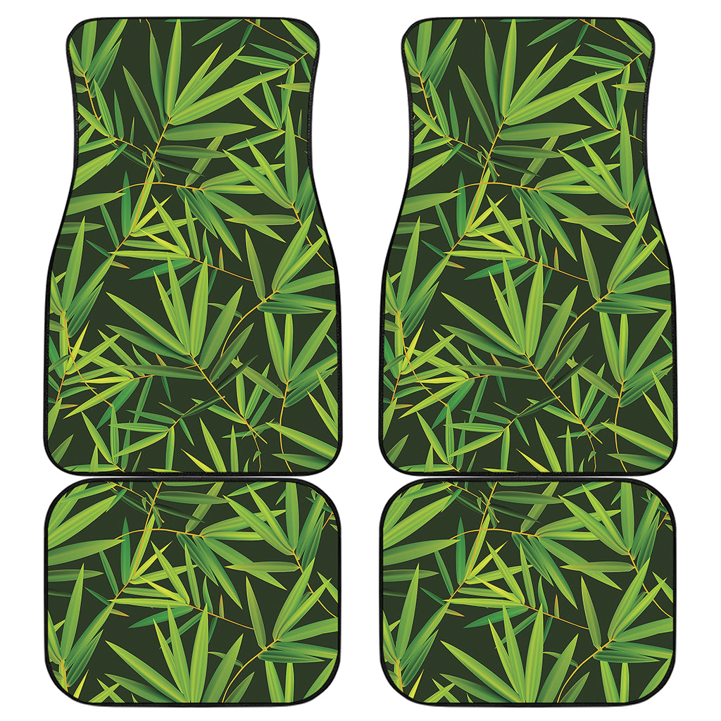 Green Bamboo Leaf Pattern Print Front and Back Car Floor Mats