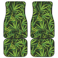 Green Bamboo Leaf Pattern Print Front and Back Car Floor Mats