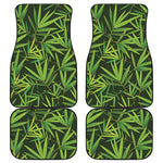 Green Bamboo Leaf Pattern Print Front and Back Car Floor Mats