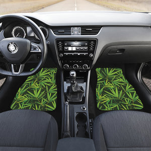 Green Bamboo Leaf Pattern Print Front and Back Car Floor Mats