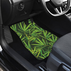 Green Bamboo Leaf Pattern Print Front and Back Car Floor Mats