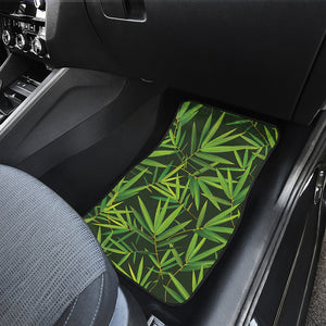 Green Bamboo Leaf Pattern Print Front and Back Car Floor Mats