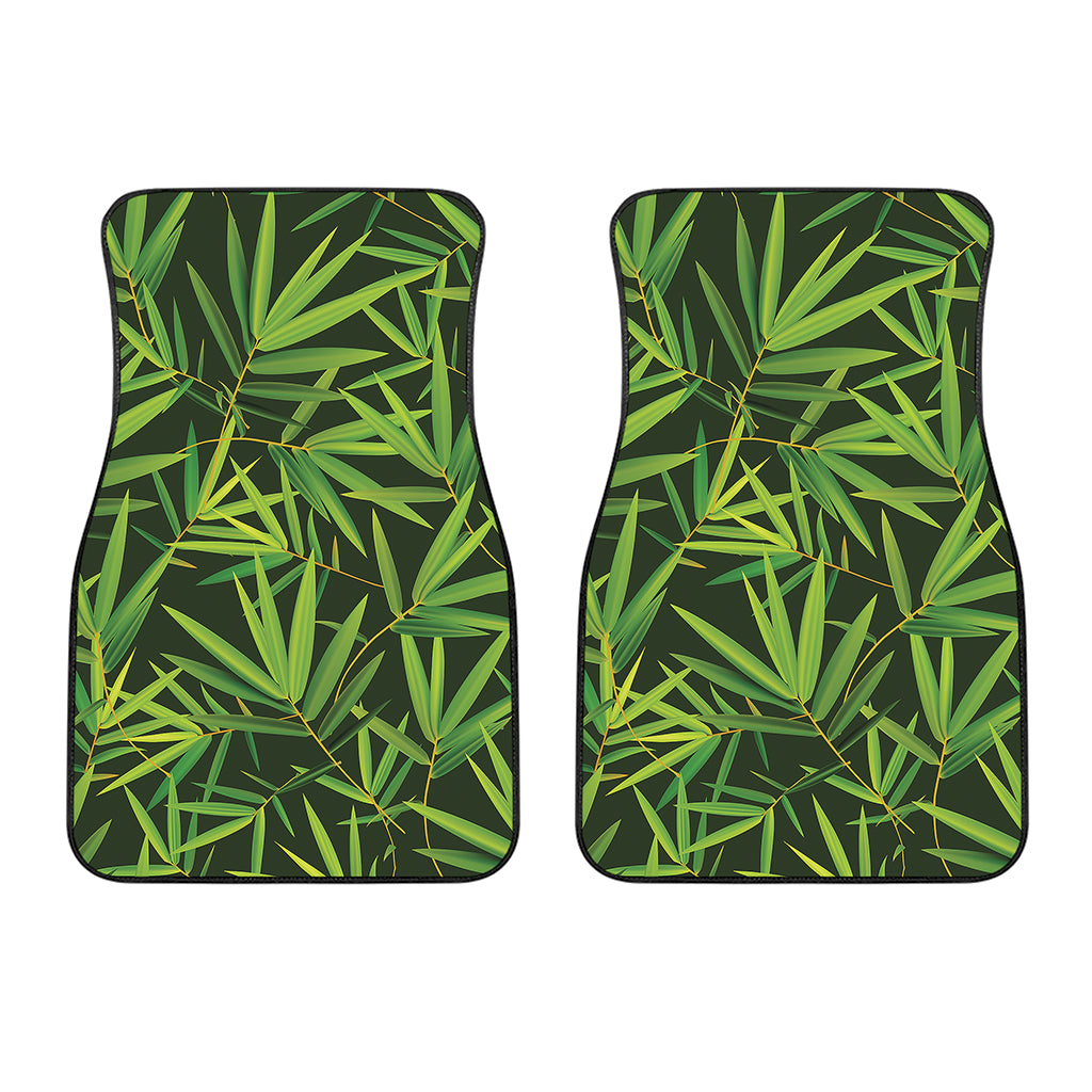 Green Bamboo Leaf Pattern Print Front Car Floor Mats