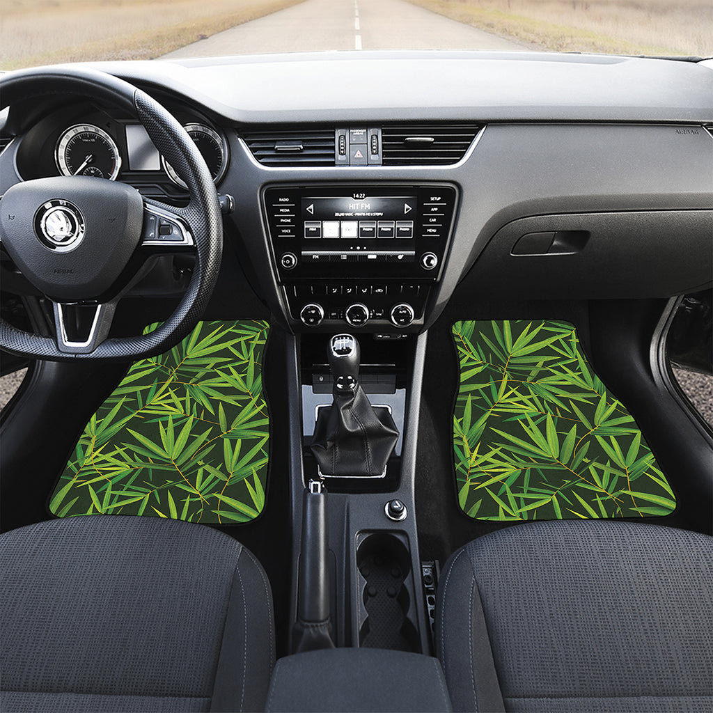 Green Bamboo Leaf Pattern Print Front Car Floor Mats