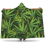 Green Bamboo Leaf Pattern Print Hooded Blanket