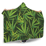 Green Bamboo Leaf Pattern Print Hooded Blanket