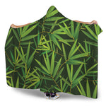 Green Bamboo Leaf Pattern Print Hooded Blanket