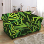 Green Bamboo Leaf Pattern Print Loveseat Slipcover