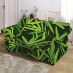 Green Bamboo Leaf Pattern Print Loveseat Slipcover