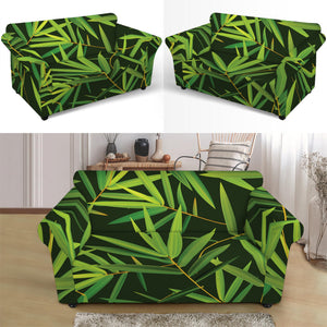 Green Bamboo Leaf Pattern Print Loveseat Slipcover