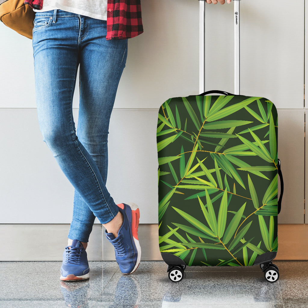 Green Bamboo Leaf Pattern Print Luggage Cover