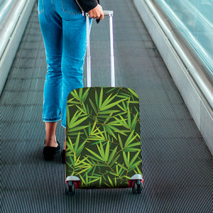 Green Bamboo Leaf Pattern Print Luggage Cover