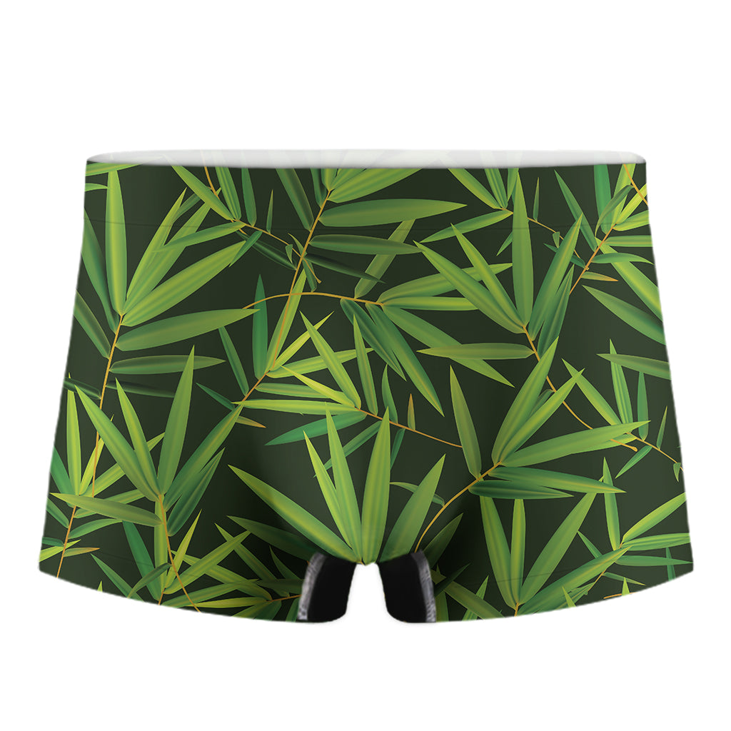 Green Bamboo Leaf Pattern Print Men's Boxer Briefs