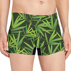 Green Bamboo Leaf Pattern Print Men's Boxer Briefs